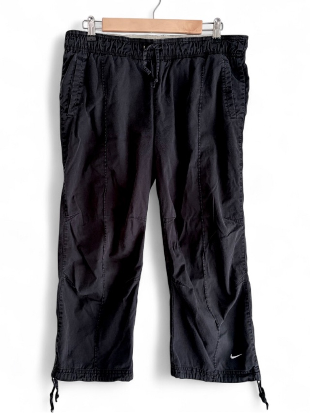 Nike Women's Black Cotton Cropped Elastic Waist Pants Size M